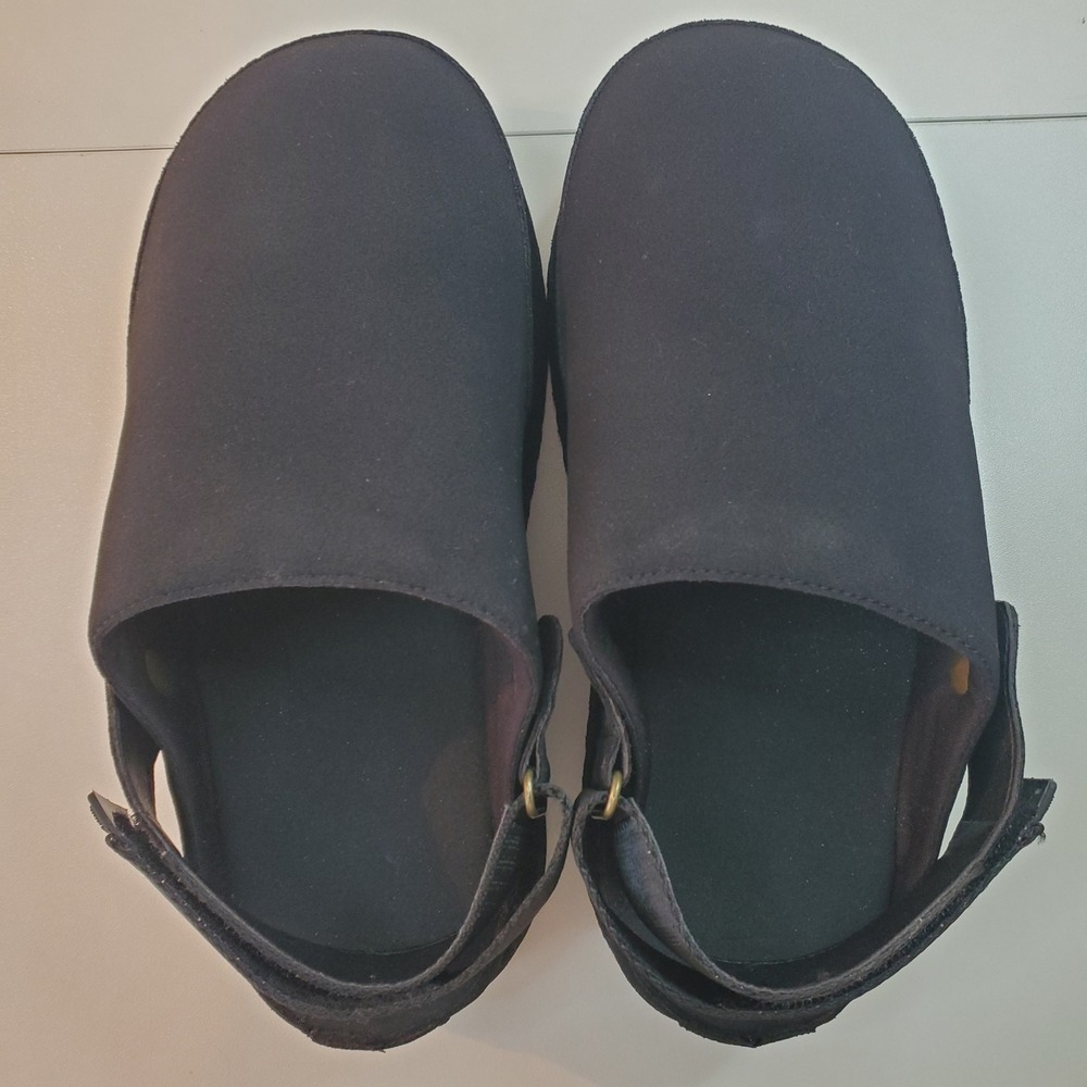 Black Platform Clogs with Adjustable Heel Strap Serrated Sole Womens 8 24SE7 - Picture 4 of 8